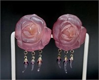 Vintage Plastic Dusty Rose Earrings with dangles