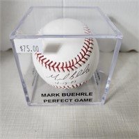 Signed Baseball in Case - Mike Buehrle