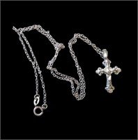 Sterling silver cross with 18" chain