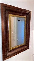 Antique ogee wood framed wall mirror