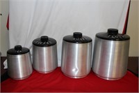 Set of 4 Vintage Aluminum Canister Set