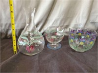Orrefors Crystal Sweden Handpainted Pieces