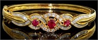 18kt Gold Natural 3.50 ct Ruby & Diamond Bracelet