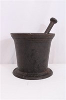 Very Old Cast Iron Mortar & Pestle
