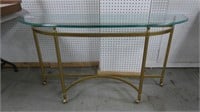 Heavy Brass Glass Top Sofa Table