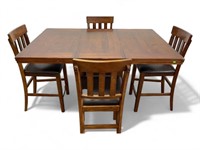 Bar Height Table And 4 Chairs With Leaf.