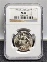 1935-S Dan Diego Slab Half Dollar NGC MS66