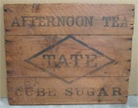 Antique Wooden Tate Sugar Cube Sign