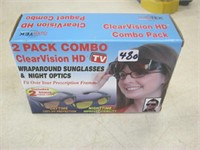 New 2PK Clear Vision HD Wraparound Sun Glasses