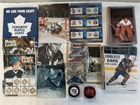 NHL Hockey Ephemera, Coin, Stamps & Puck Lot