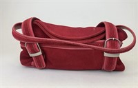 Red sisters suede fold over purse appears new