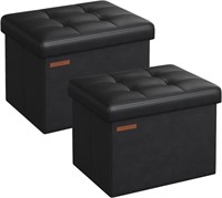 SONGMICS Small Folding Storage Ottoman, Set of 2