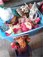 Tub of Christmas decorations, includes dancing