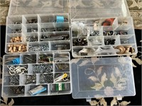 plastic bins of misc screws, hangers, etc