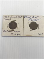 1955 & Blank Planchette Error Cents x2