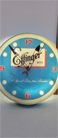 Large Effinger beer lighted wall clock.  Tested