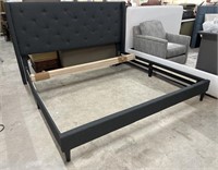 King size grey upholstered bed