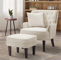 HIMO 28.3''W Tufted Armchair and Ottoman