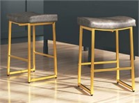 Antisha Upholstered 24'' Counter Stool with Metal)