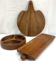 3pc Dansk Teak Wood Boards & Bowl