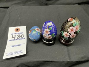 3- Chinese Cloisonné Egg Shaped Trinkets, 2 W/