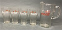Coca-Cola Pitcher & 4 Glasses