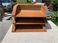 THREE VINTAGE WOOD DESK SHELVES INTERESTING!