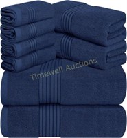 Utopia Towels 8 Piece Set - 100% Cotton  Navy