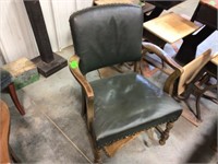 antique black captians chair- rough
