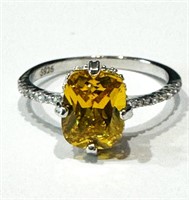 DAZZLING 3CT OVAL CITRINE/CZ SOLITAIRE RING