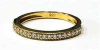 SUPERB ROUND SET 2CT CZ GOLD TONE STERLING RING
