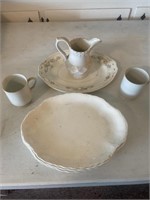 Ceramic platters, pitcher & cups