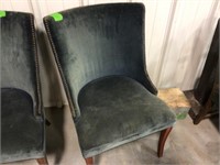 antique velor blue chair