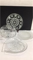 Glass Platters and a Covered Cake Stand K7G