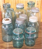 11 pc. Assorted Blue Glass Mason Jars