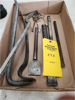 ASSORTED PRY BARS & CHISELS