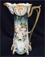 RS Prussia 12 1/2" tankard pitcher w/floral