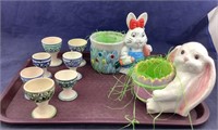 Egg Cups, New Bunny Hurricane Lamp, Ceramic Bunny