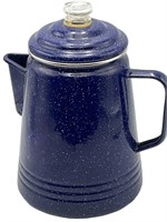 Blue Enamelware Coffee Pot