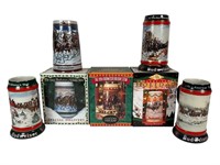 7 Budweiser Holiday Steins