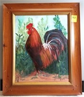 OIL ON CANVAS ROOSTER BY YVONNE KNIGHT