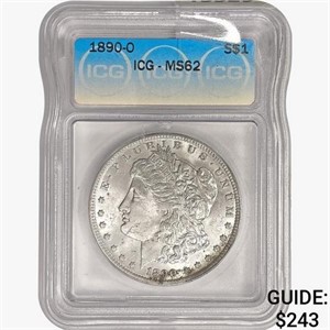 1890-O Morgan Silver Dollar ICG MS62