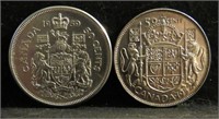 1952-1959 Canada Silver 50 Cent Coins OLD