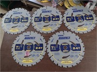 5 Irwin 7-1/4" 24T Circular Saw Blades