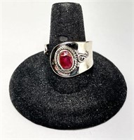 Sterling Ruby Bypass Ring 3 Grams Size 9