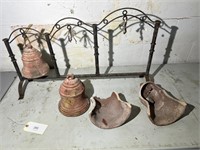 OLD CLAY BELLS WITH CLAPPERS LARGE BELL IS B