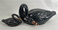 Two Chinese Paper Mache Swan Boxes