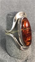 Sterling Amber Ring