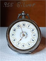 BEAUTIFUL .955 SILVER ORNATE POCKET WATCH