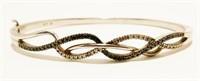 925 Silver Gemstone Bangle Bracelet 7-1/4" 16.2g
